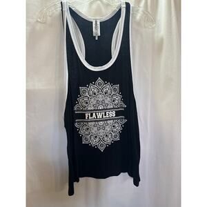 Flawless Mandala Racerback Tank Top – Black & White – Size L